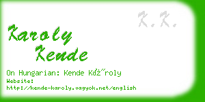 karoly kende business card